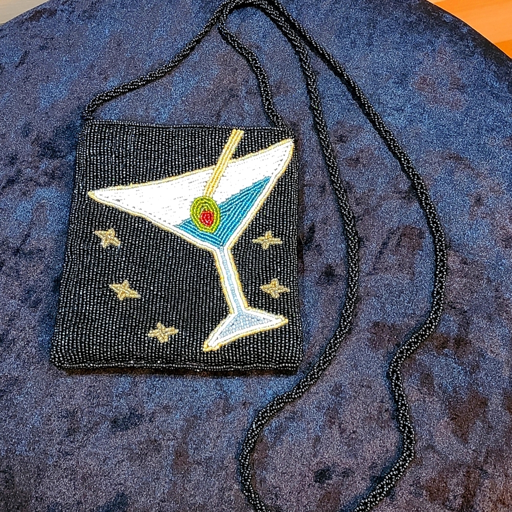 Beaded Black Martini Cocktail Bag.